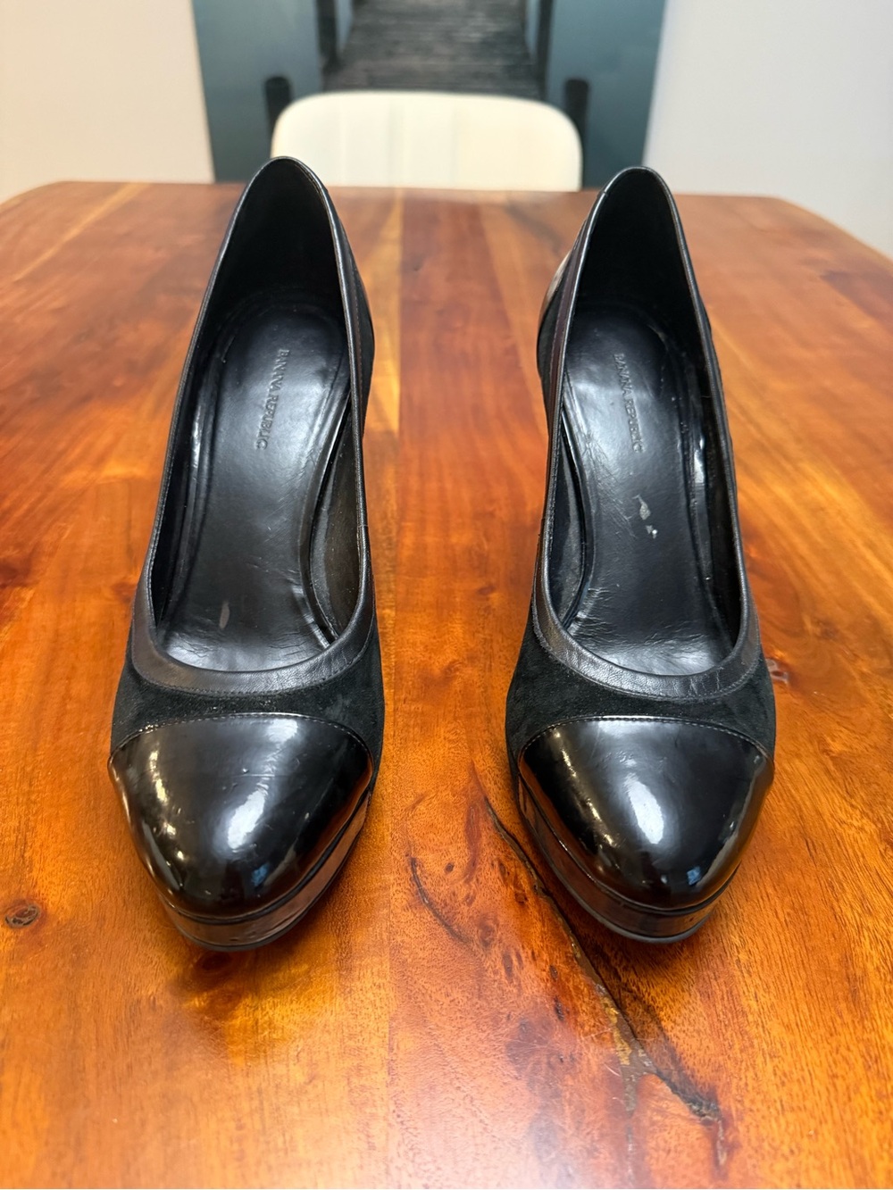 Banana Republic Suede and Patent Leather Cap Toe Platform Heels - Size 8.5